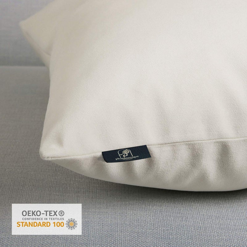 Phantoscope Pack of 2 Velvet Decorative Throw Decorative Pillow Cover Soft Solid Square Cushion Case for Couch, Off White, 20 x 20 inches 50 x 50 cm - Image 3